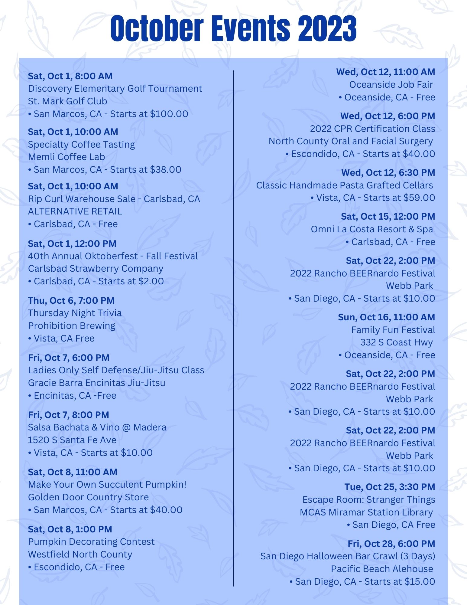 October Events 2023